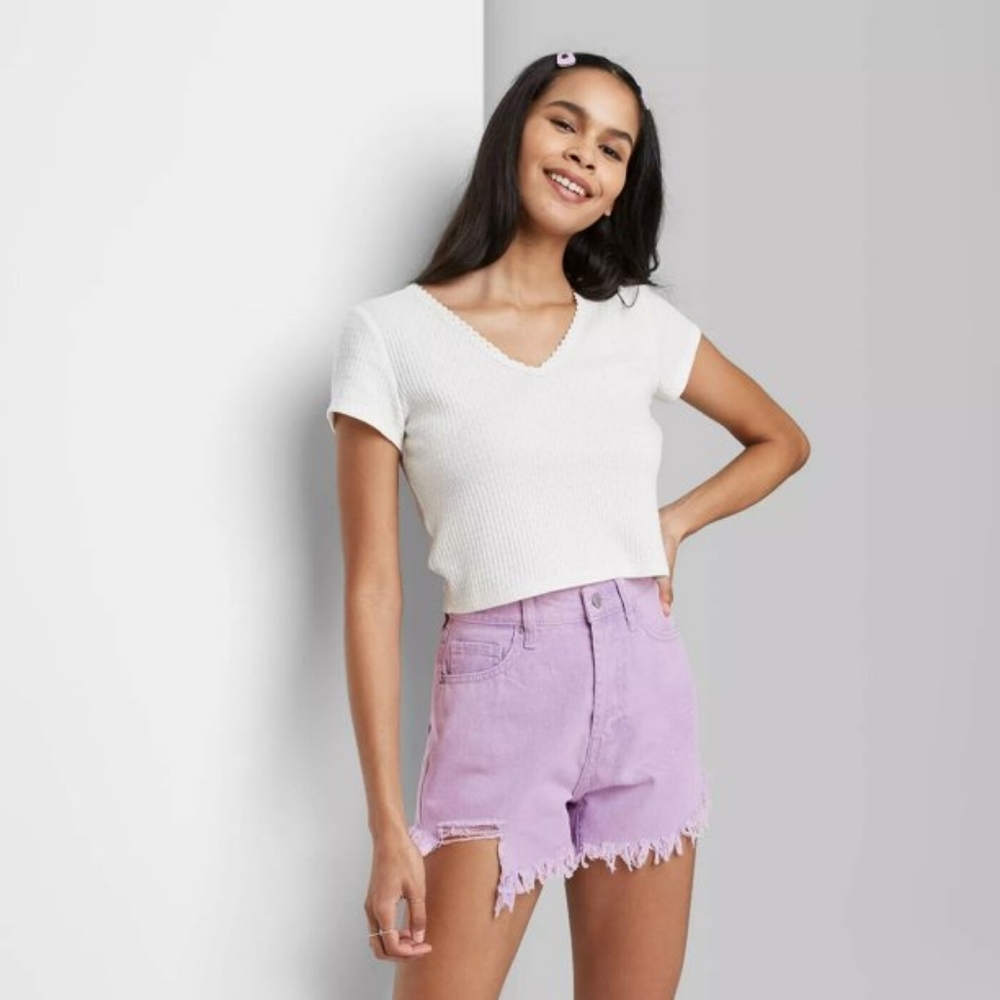 Wild fable purple shorts Womens Size 14 Distressed  Denim Summer